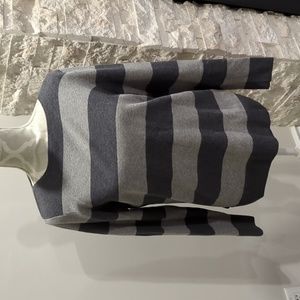 Bleu Gray Women’s Sweater / Size Small / Boat Neck Collar / Grey Striped